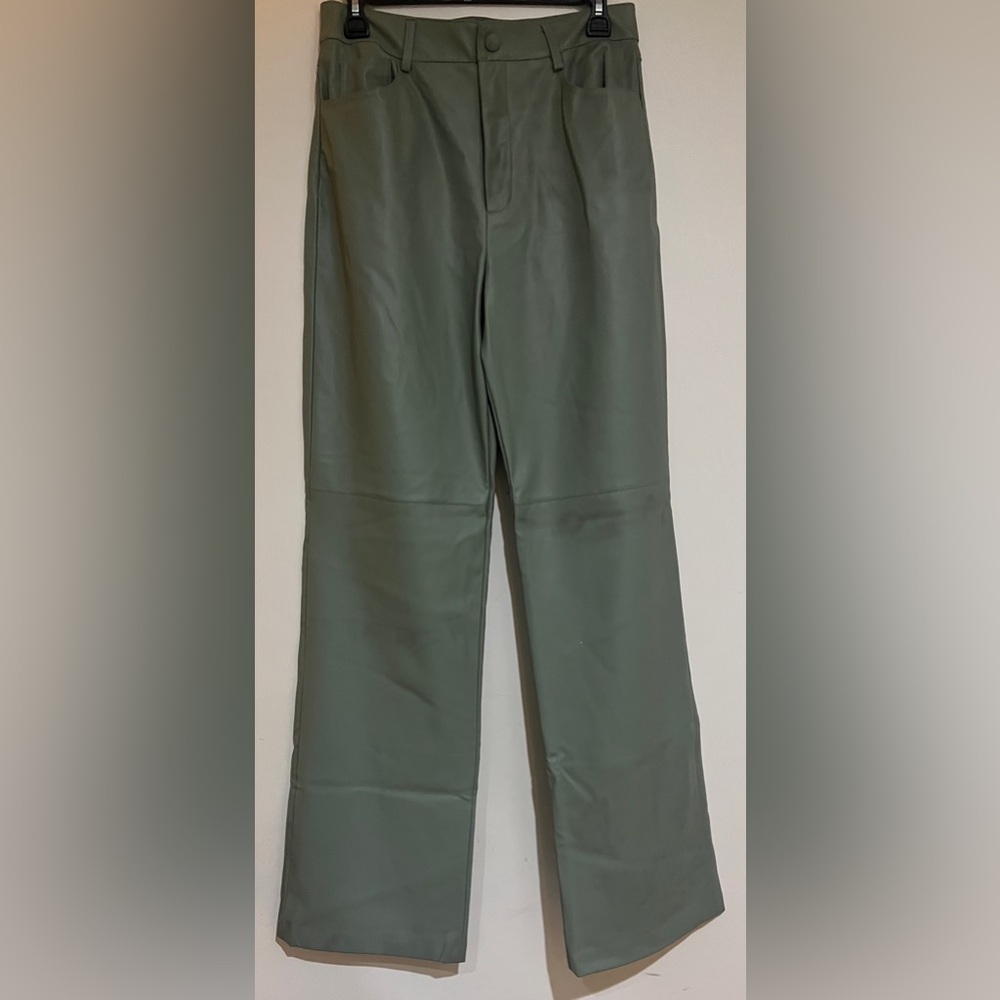 Women’s Zara Sage Green Faux Leather Trousers